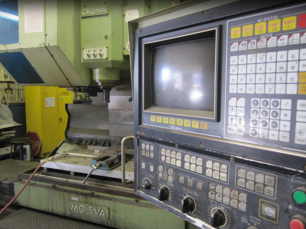 Original Okuma CNC control panel. In its day this was a decent machine. Today these kind of controls are hard for the newer generation to wrap their head around.