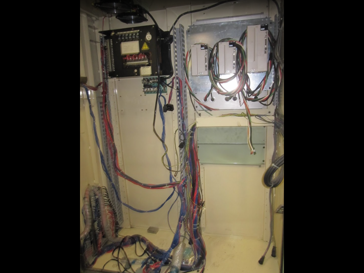 CNC control cabinet subplate rewired and ready for the new brains to be installed