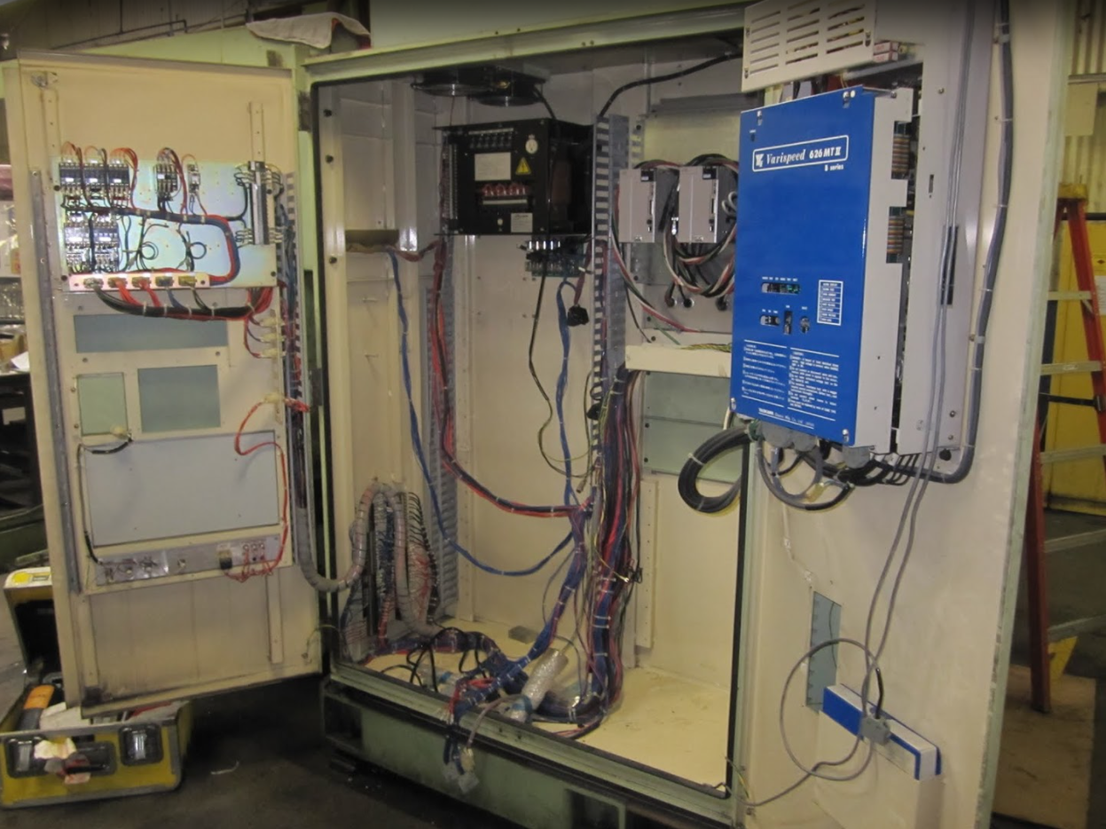 CNC control cabinet subplate rewired and ready for the new components