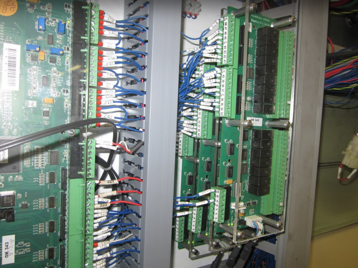 Left oblique view of new CNC control cards